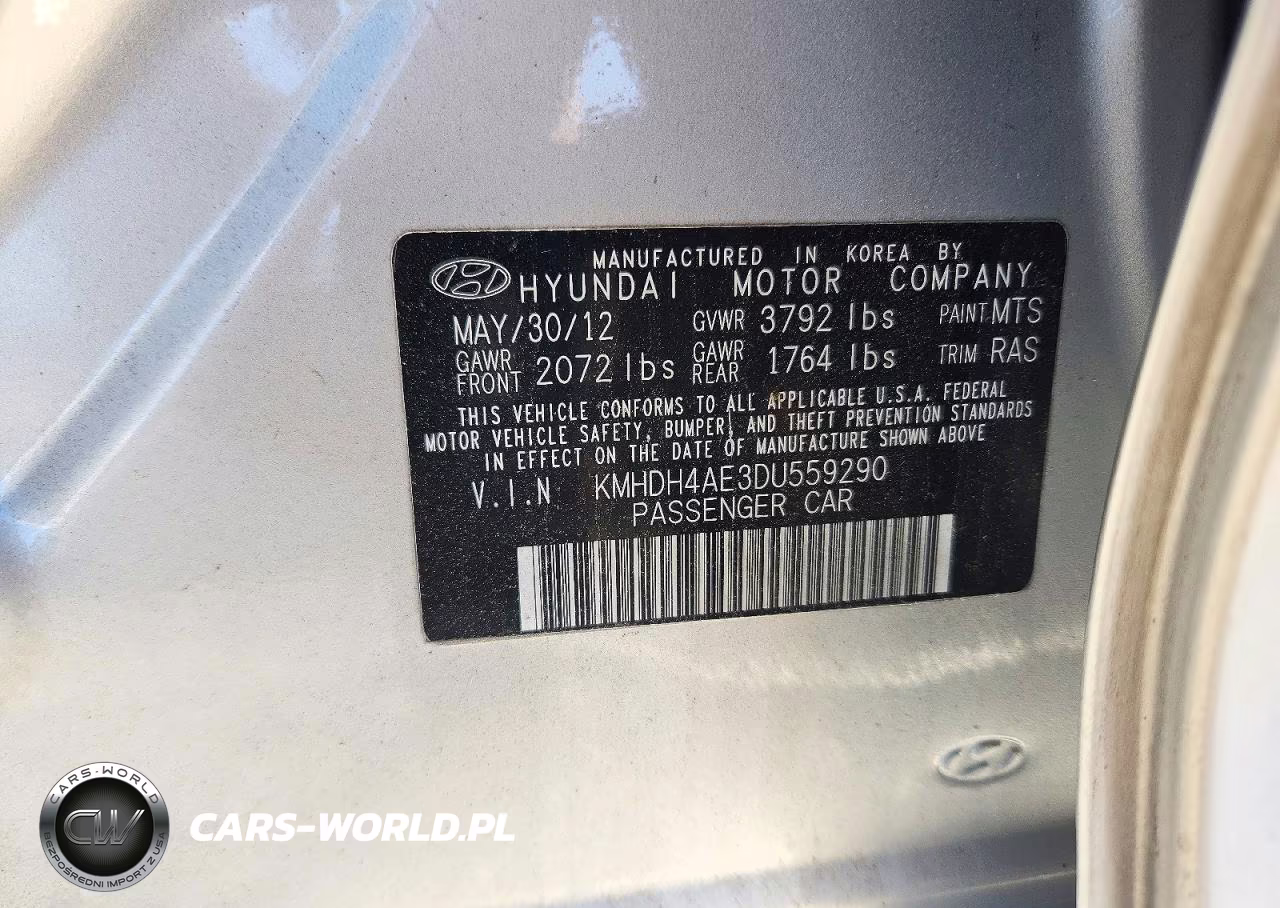2013 Hyundai Elantra Gls VIN:KMHDH4AE3DU559290 - 12