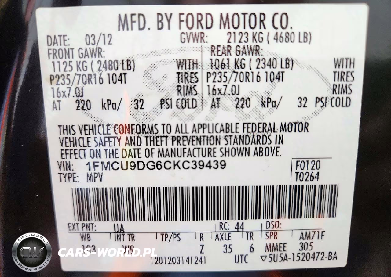 2012 Ford Escape Xlt VIN:1FMCU9DG6CKC39439 - 13