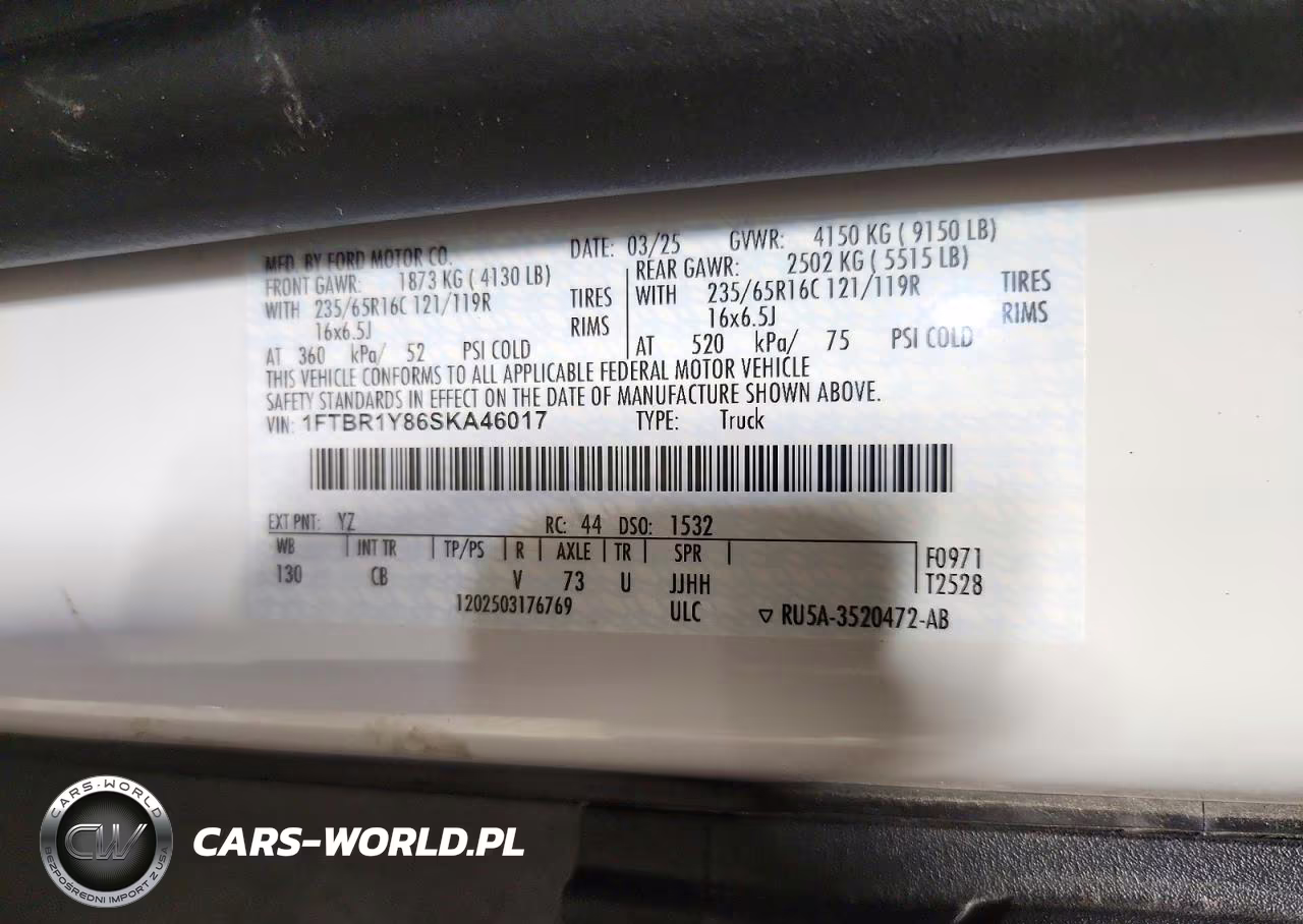 2025 Ford Transit T-250 VIN:1FTBR1Y86SKA46017 - 14