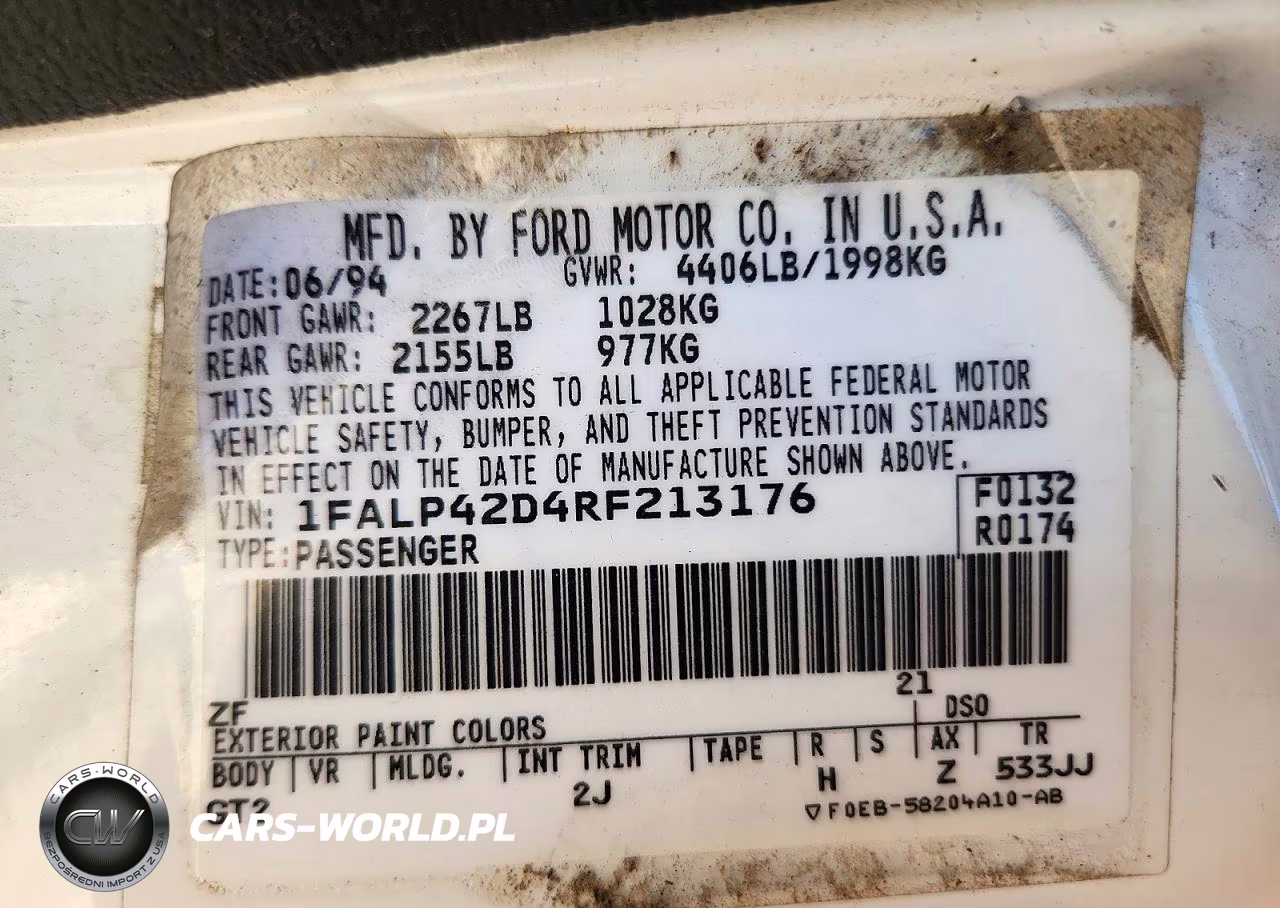 1994 Ford Mustang Cobra VIN:1FALP42D4RF213176 - 12