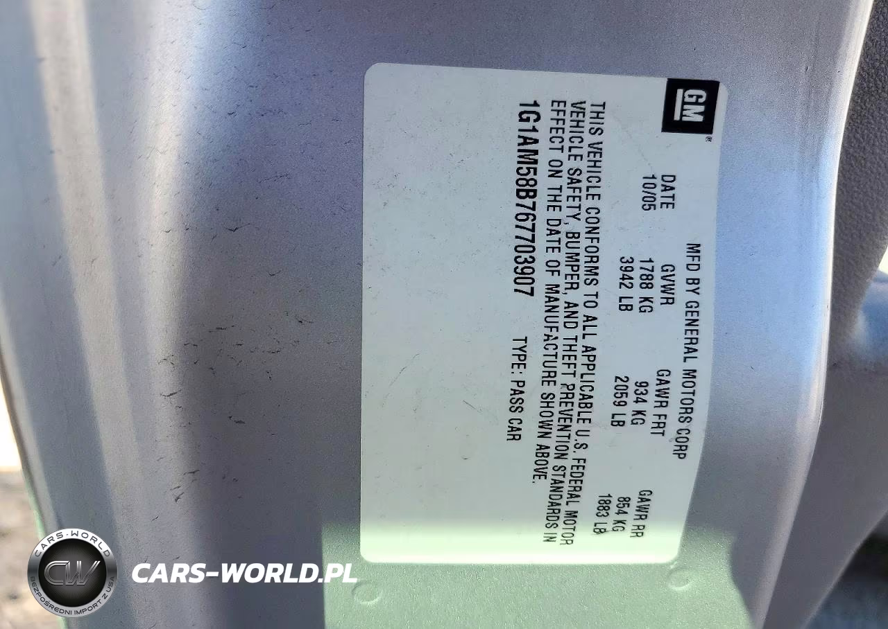 2006 Chevrolet Cobalt Ss VIN:1G1AM58B767703907 - 12
