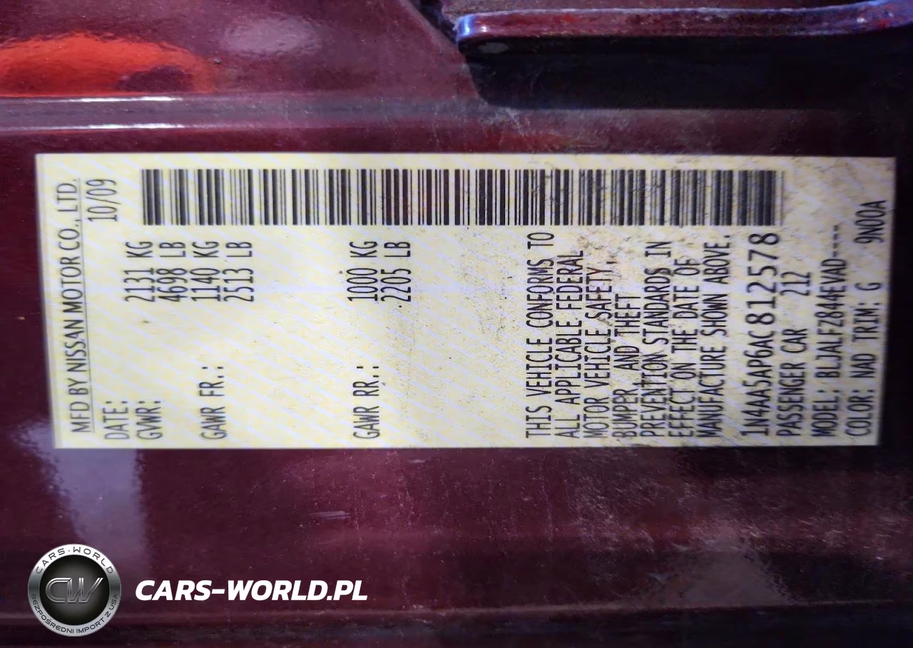 2010 Nissan Maxima 3.5 S VIN:1N4AA5AP6AC812578 - 12