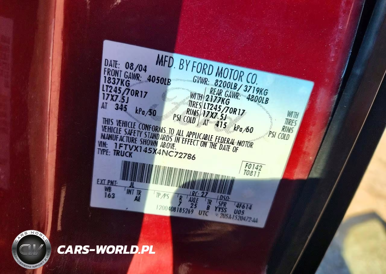 2004 Ford F150 VIN:1FTVX145X4NC72786 - 12