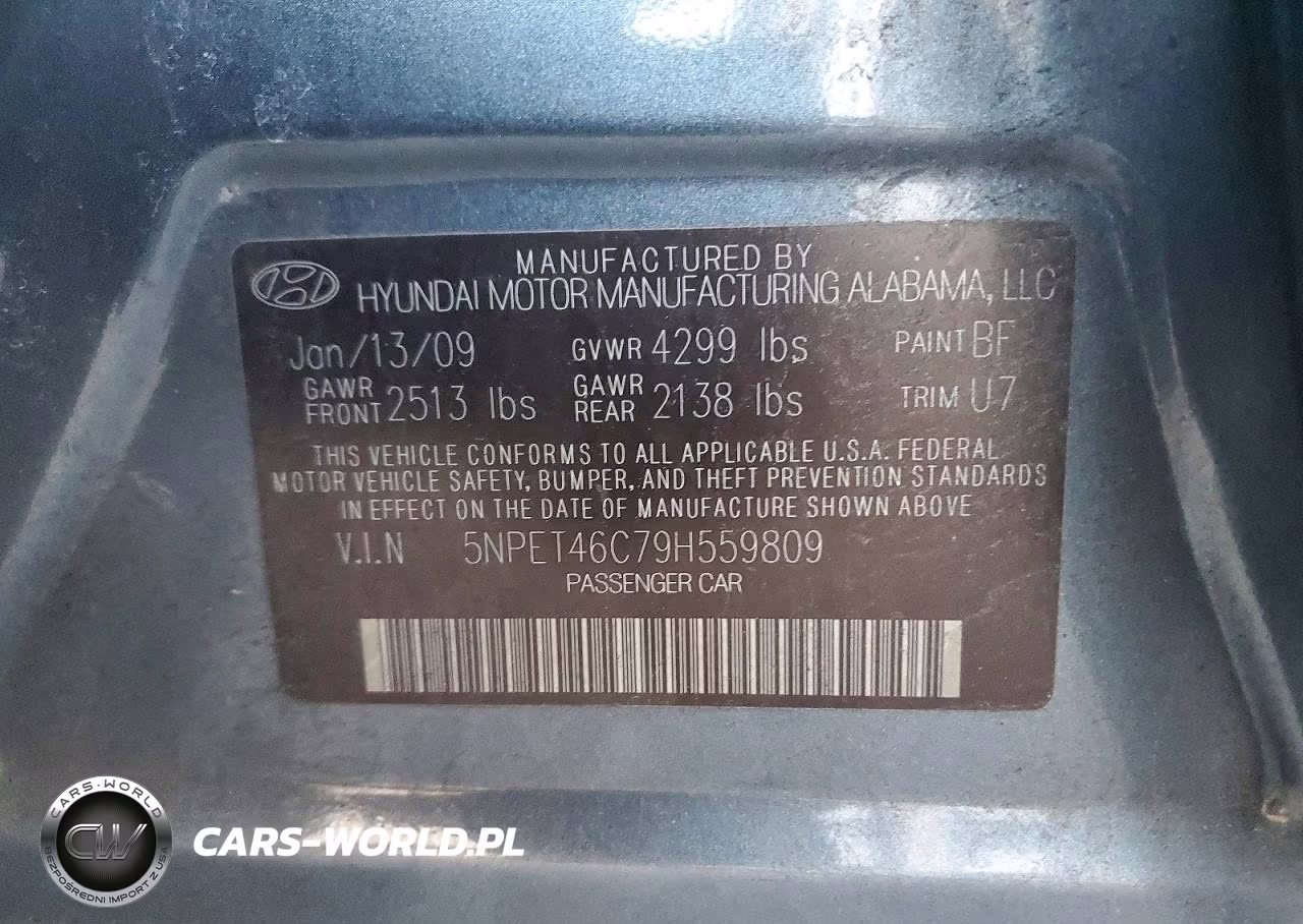 2009 Hyundai Sonata Gls VIN:5NPET46C79H559809 - 12