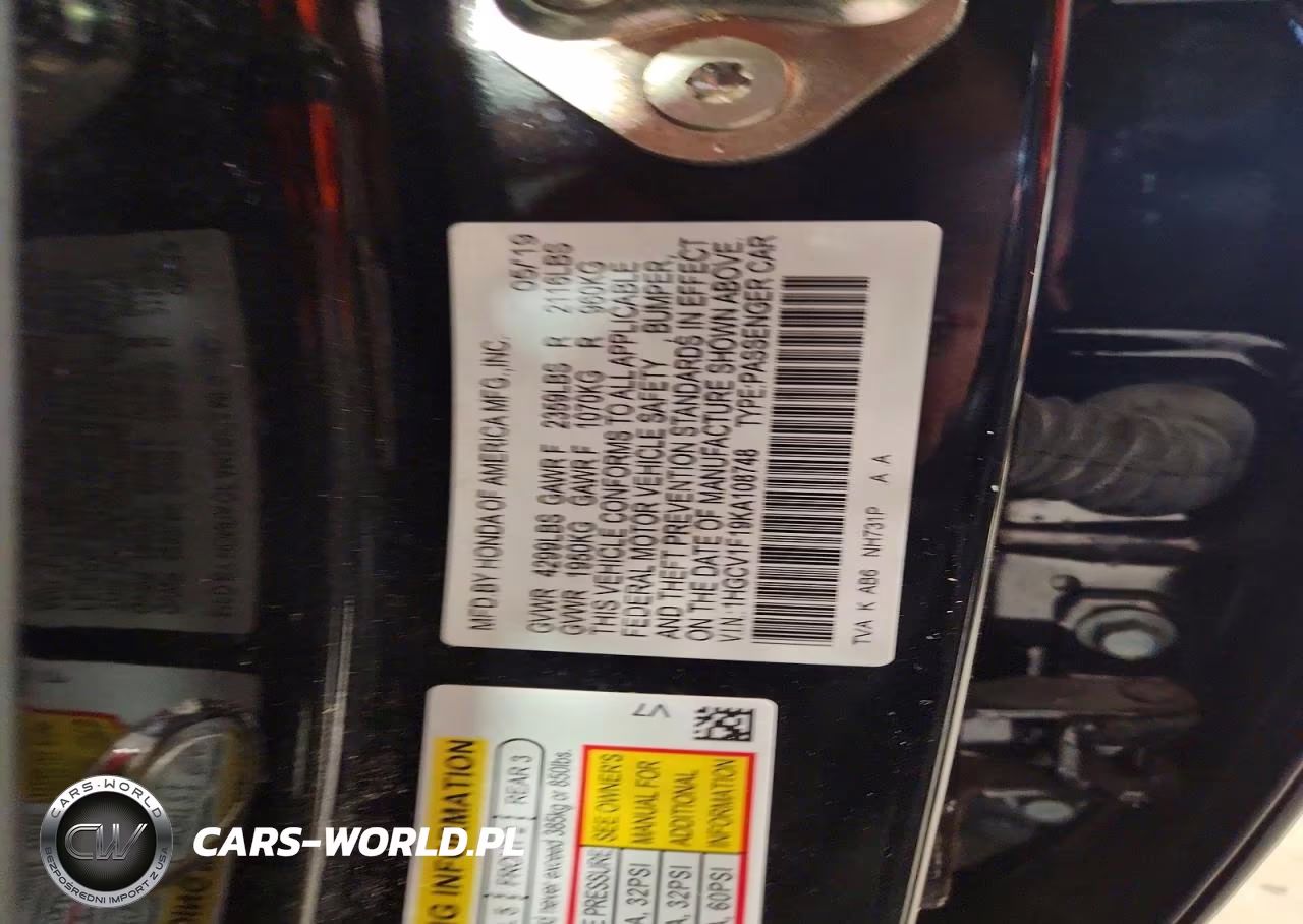 2019 Honda Accord Lx VIN:1HGCV1F19KA108748 - 12