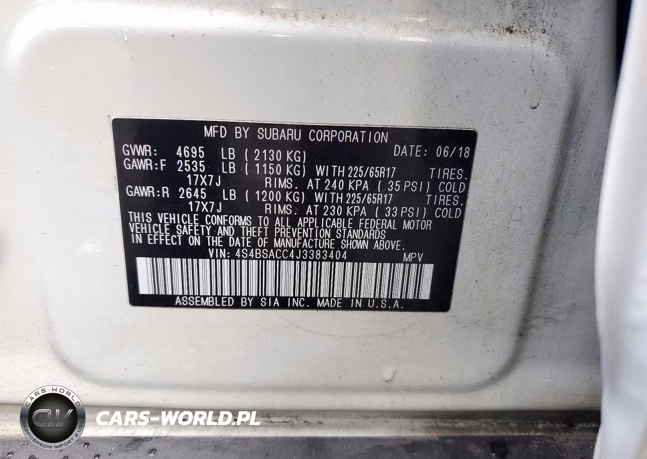 2018 Subaru Outback 2.5I Premium VIN:4S4BSACC4J3383404 - 14