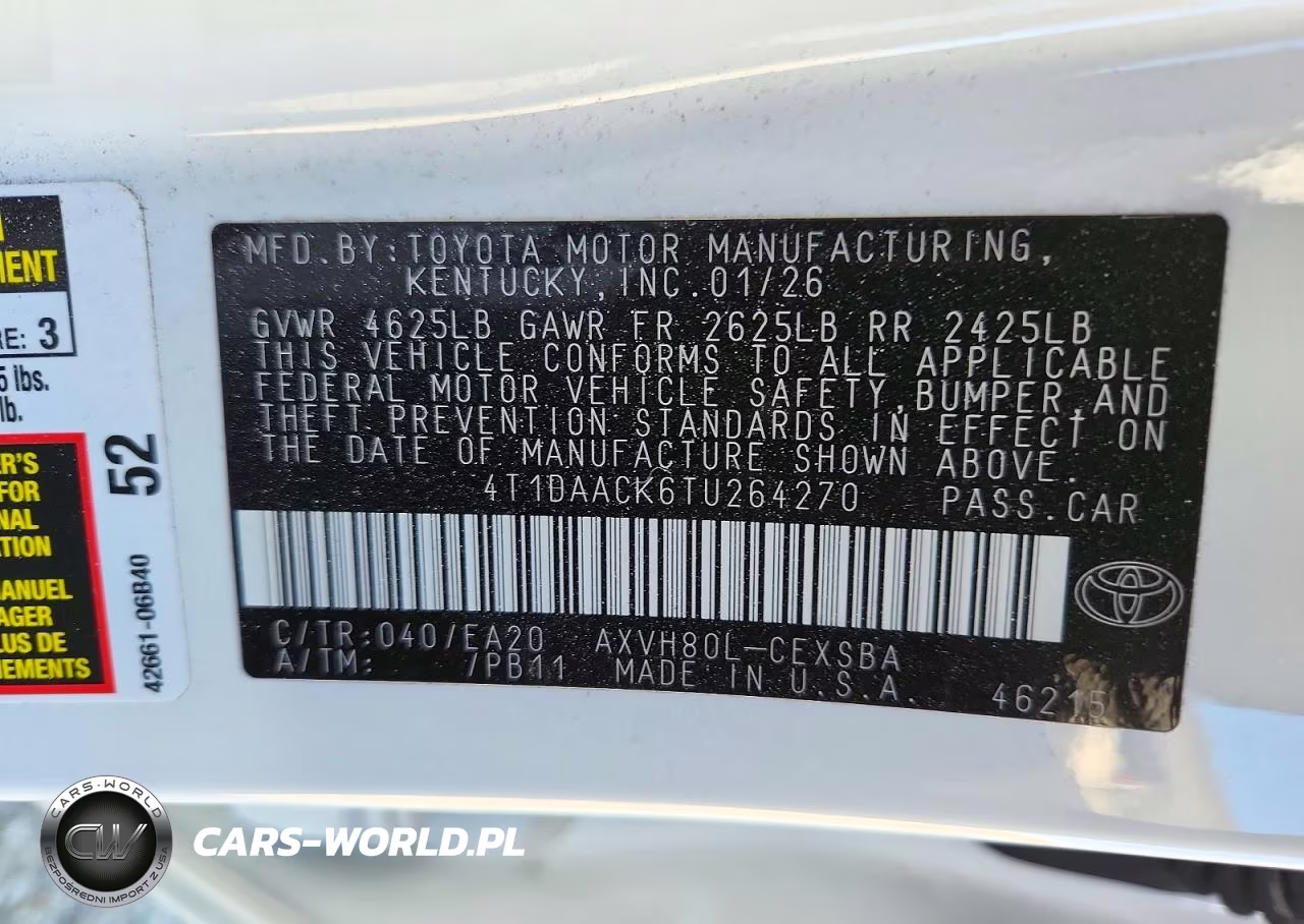 2026 Toyota Camry Se VIN:4T1DAACK6TU264270 - 12
