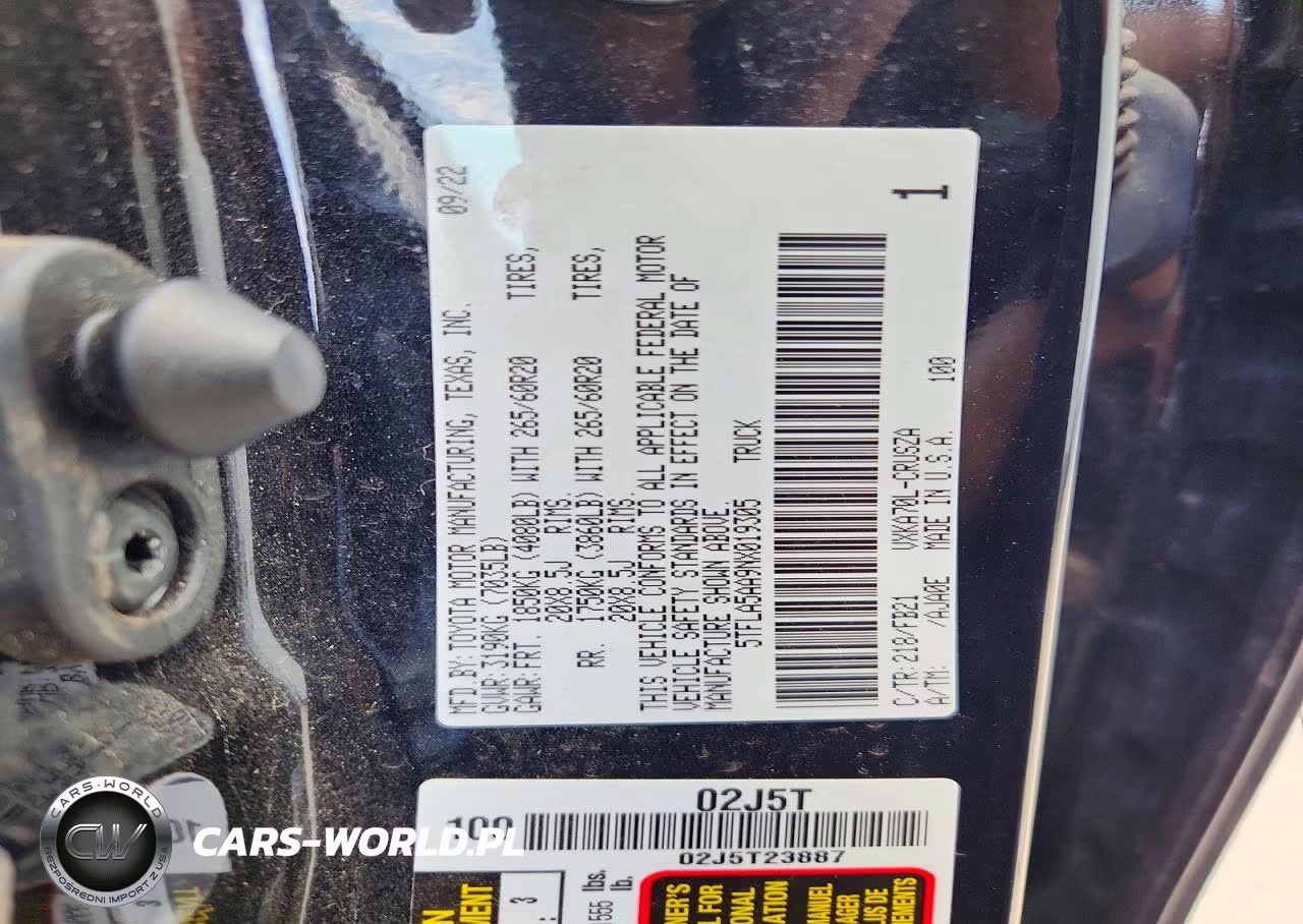 2022 Toyota Tundra Sr5 VIN:5TFLA5AA9NX019305 - 12