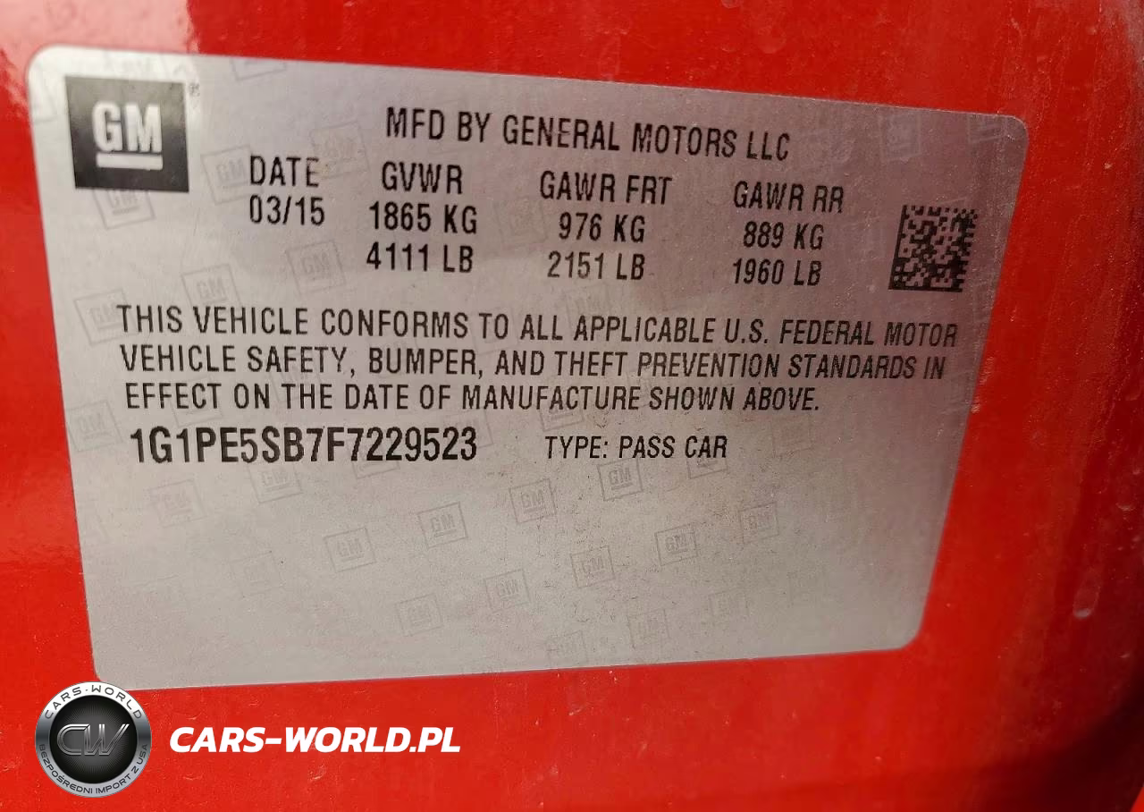 2015 Chevrolet Cruze Lt VIN:1G1PE5SB7F7229523 - 12