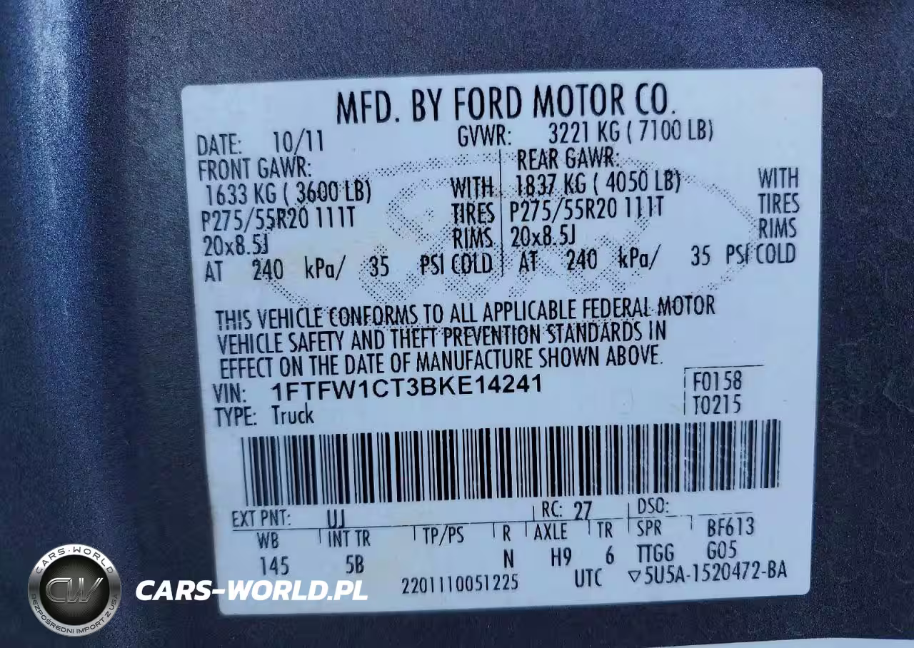 2011 Ford F150 Supercrew VIN:1FTFW1CT3BKE14241 - 12