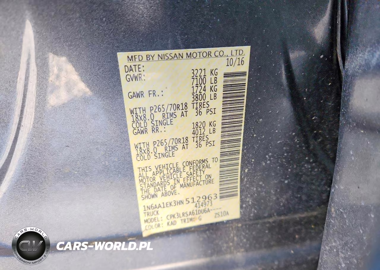 2017 Nissan Titan S VIN:1N6AA1EK3HN512963 - 13