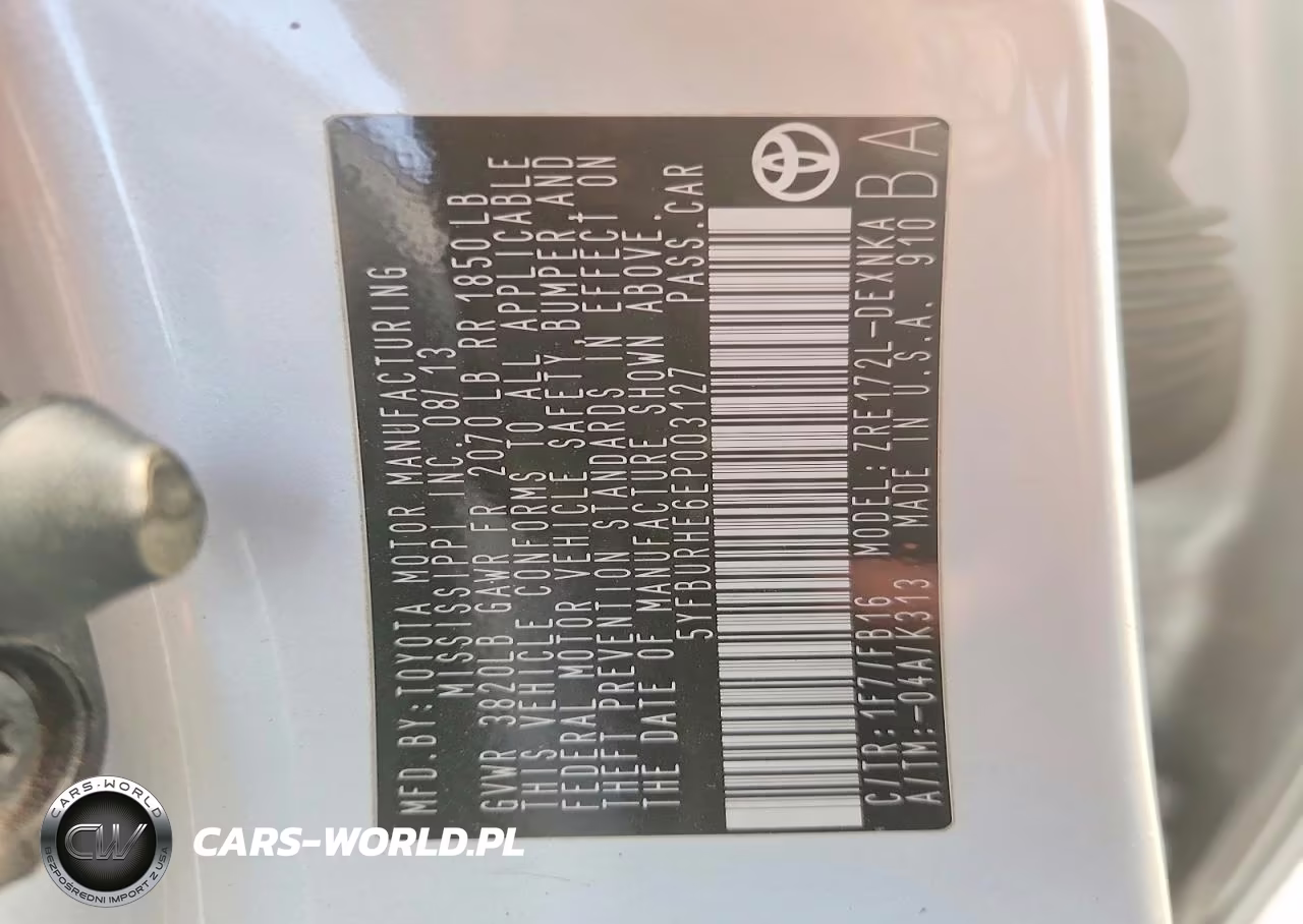 2014 Toyota Corolla Le Plus VIN:5YFBURHE6EP003127 - 12