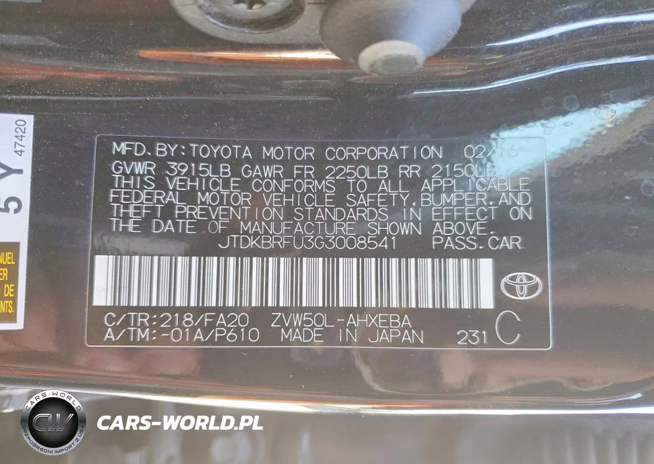 2016 Toyota Prius VIN:JTDKBRFU3G3008541 - 12