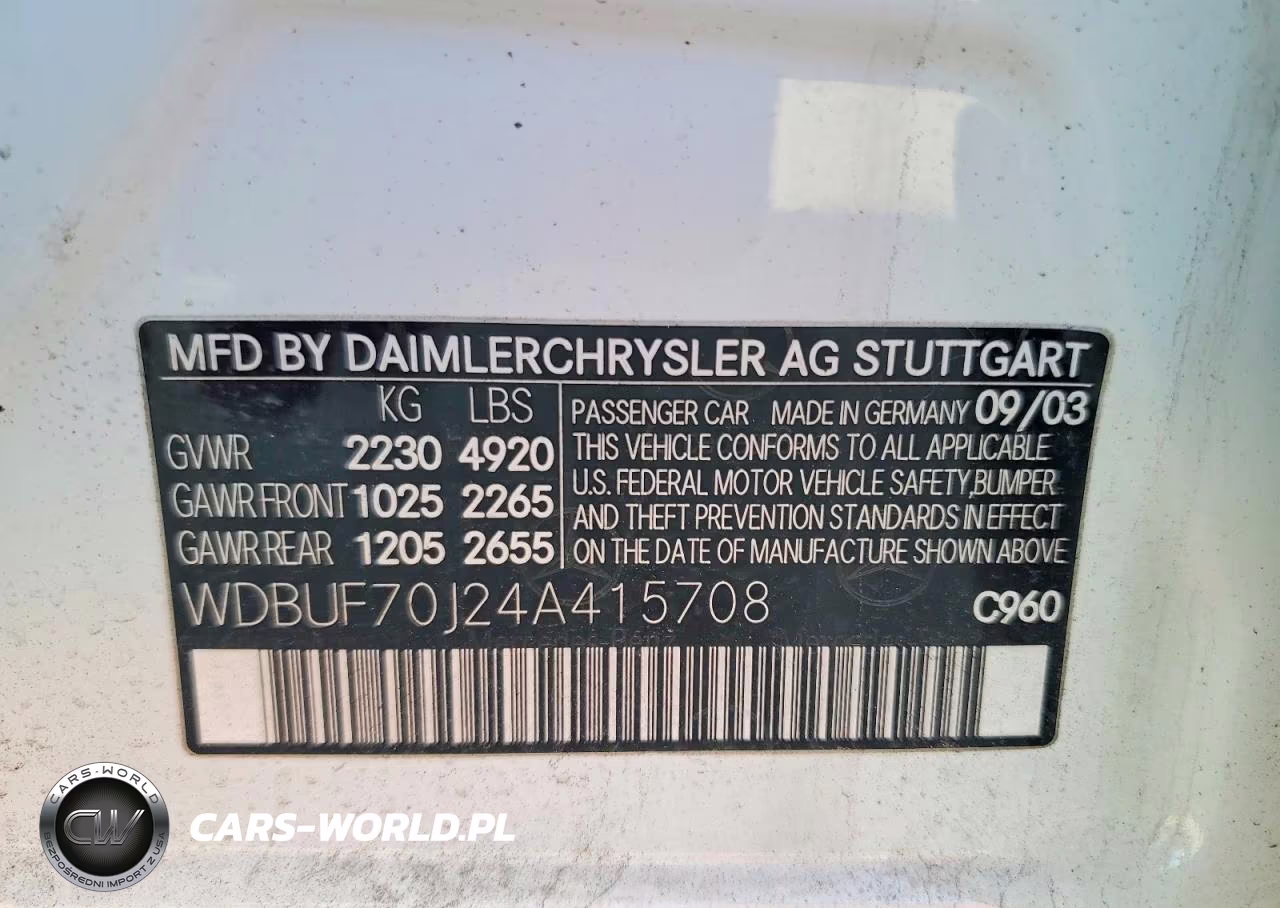 2004 Mercedes-Benz E 500 VIN:WDBUF70J24A415708 - 13