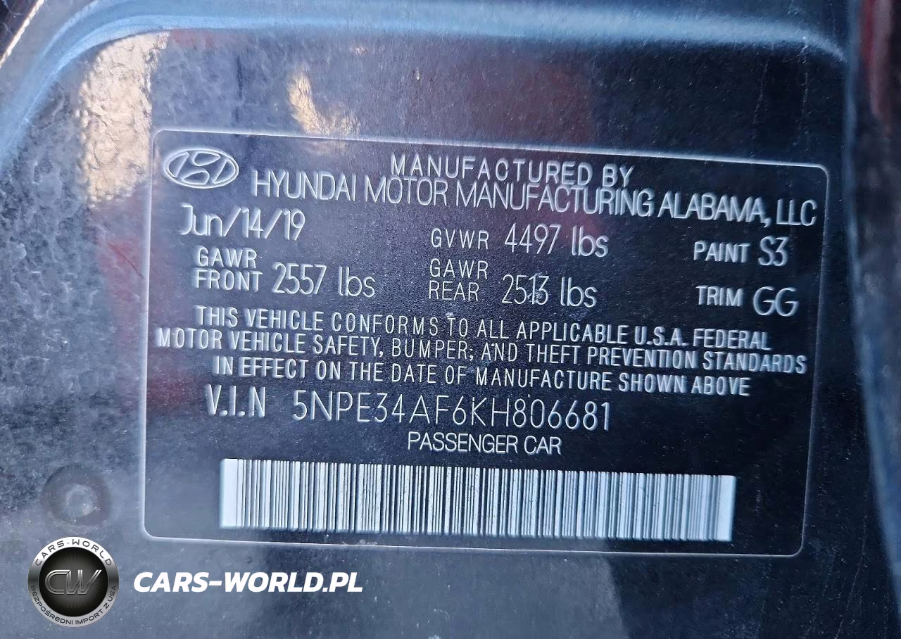 2019 Hyundai Sonata Sel VIN:5NPE34AF6KH806681 - 12