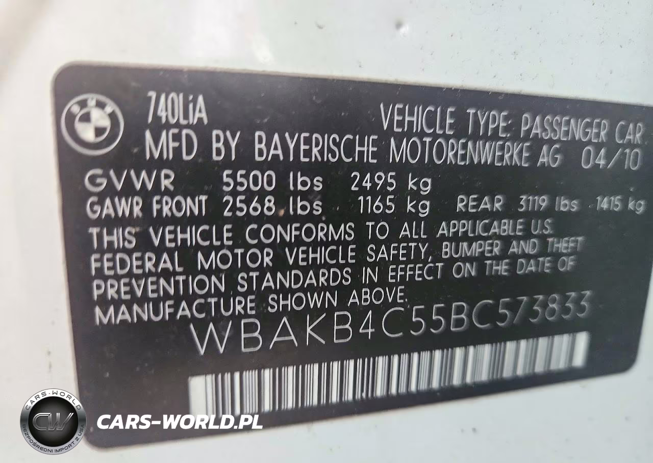 2011 BMW 740 Li VIN:WBAKB4C55BC573833 - 12