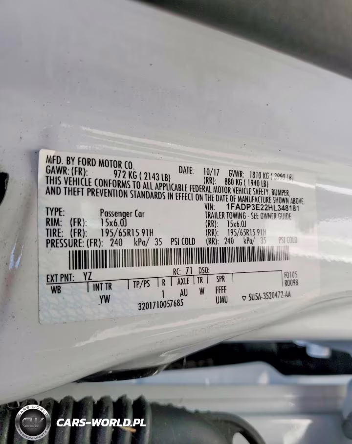 2017 Ford Focus S VIN:1FADP3E22HL348181 - 12