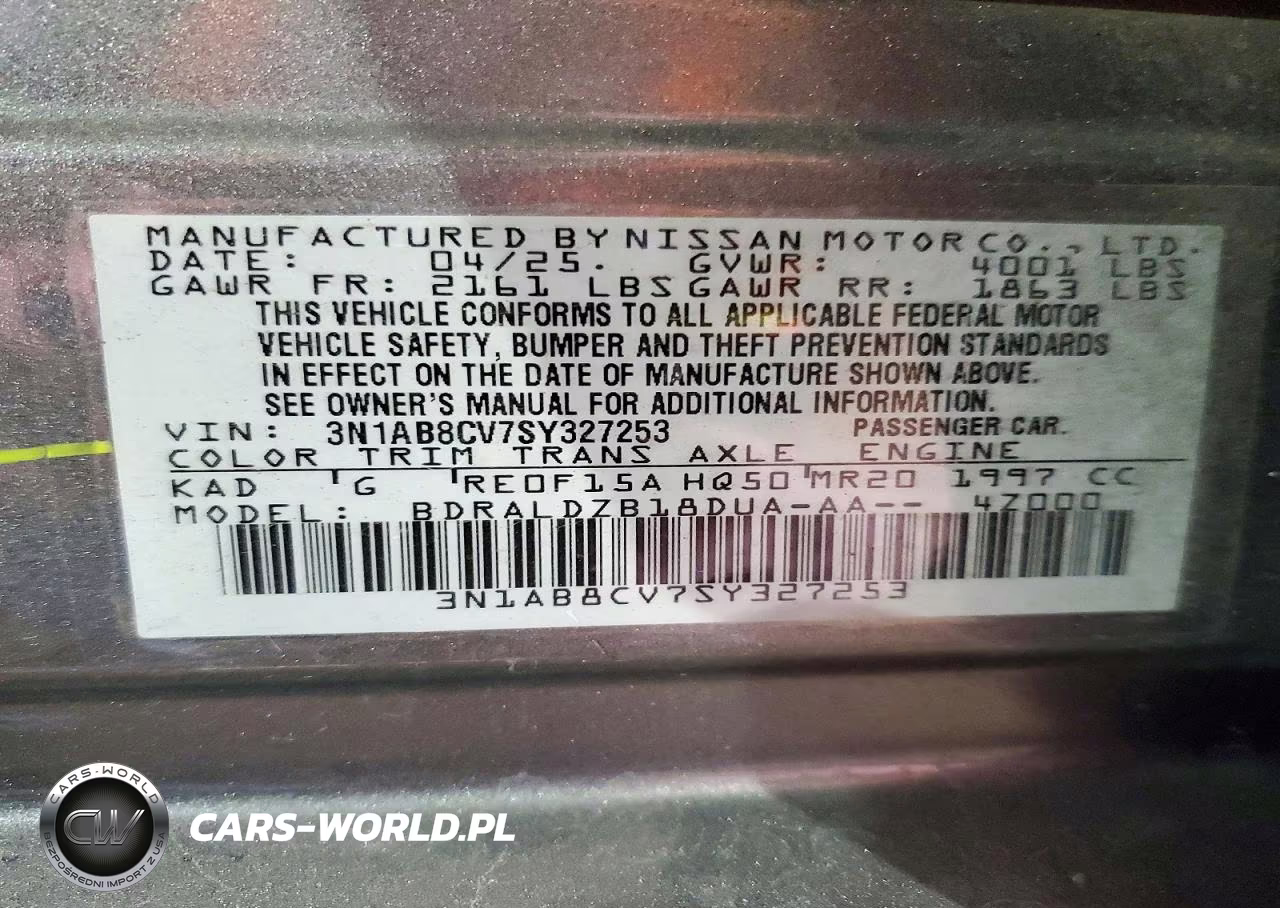 2025 Nissan Sentra Sv VIN:3N1AB8CV7SY327253 - 12