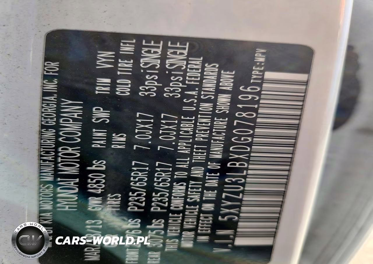 2013 Hyundai Santa Fe Sport 2.4L VIN:5XYZU3LBXDG078196 - 13