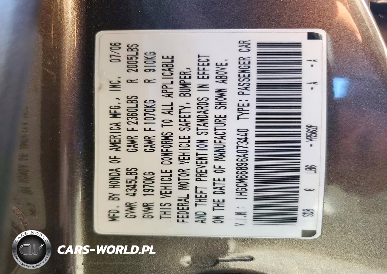 2006 Honda Accord Ex VIN:1HGCM66896A073440 - 12