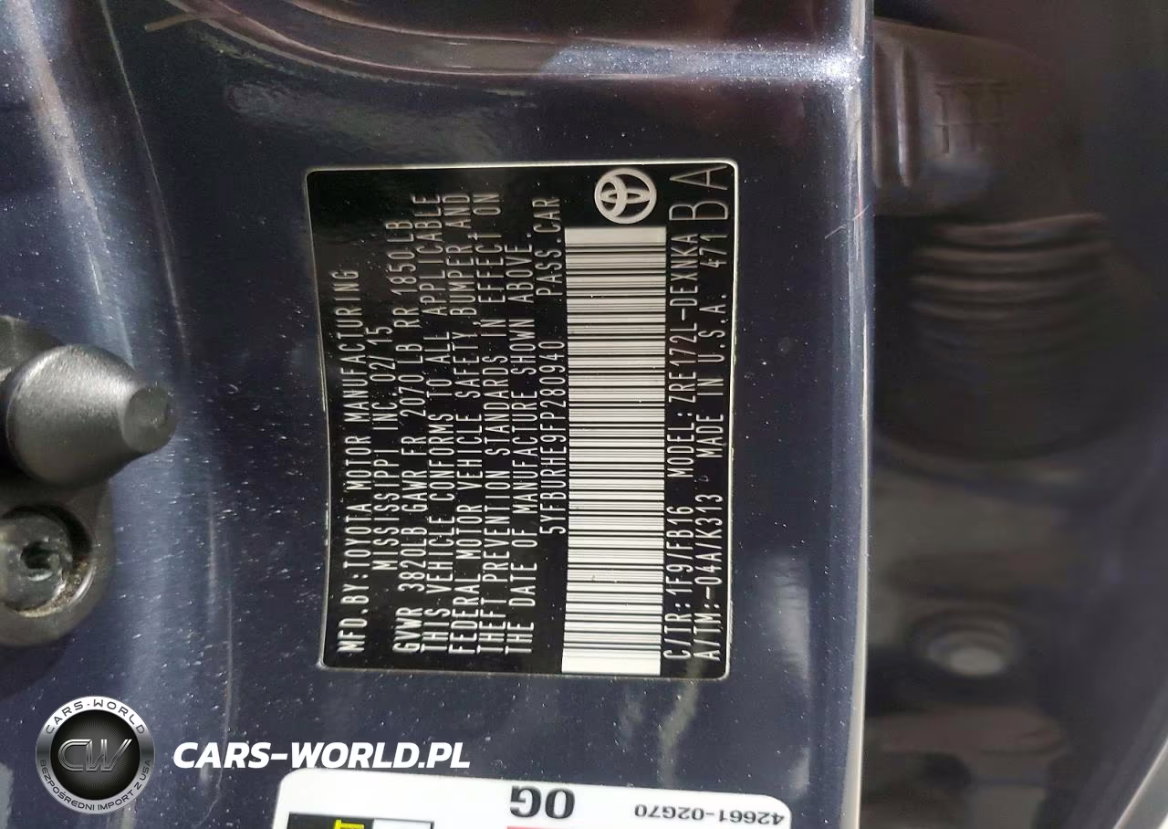 2015 Toyota Corolla L VIN:5YFBURHE9FP280940 - 13
