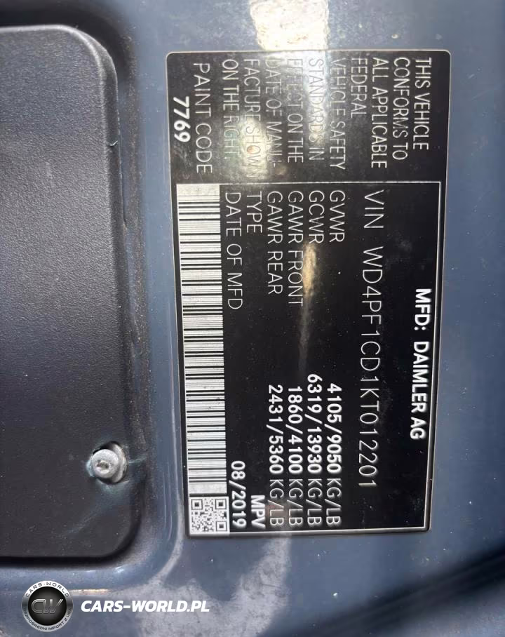 2019 Mercedes-Benz Sprinter 2500-3500 VIN:WD4PF1CD1KT012201 - 10