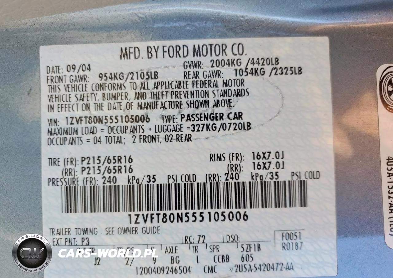 2005 Ford Mustang VIN:1ZVFT80N555105006 - 12