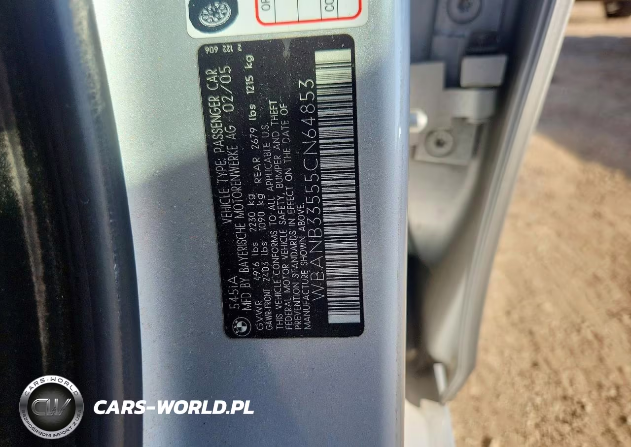 2005 BMW 545 I VIN:WBANB33555CN64853 - 12