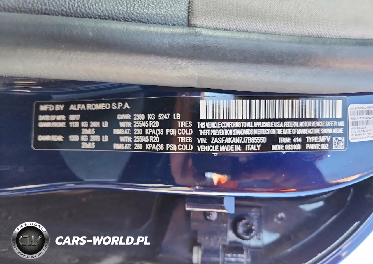 2018 Alfa Romeo Stelvio Awd VIN:ZASFAKAN7J7B85550 - 13