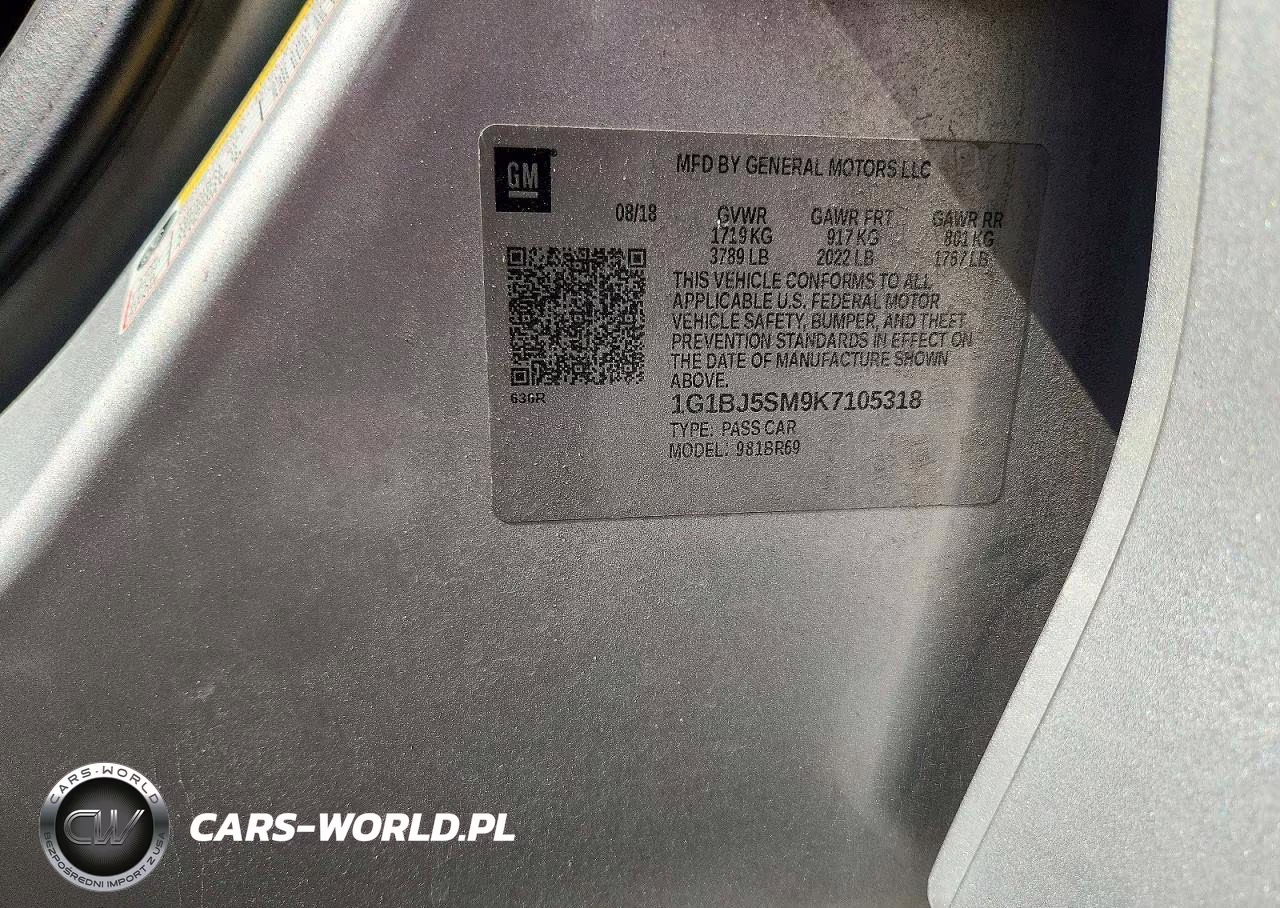 2019 Chevrolet Cruze VIN:1G1BJ5SM9K7105318 - 12