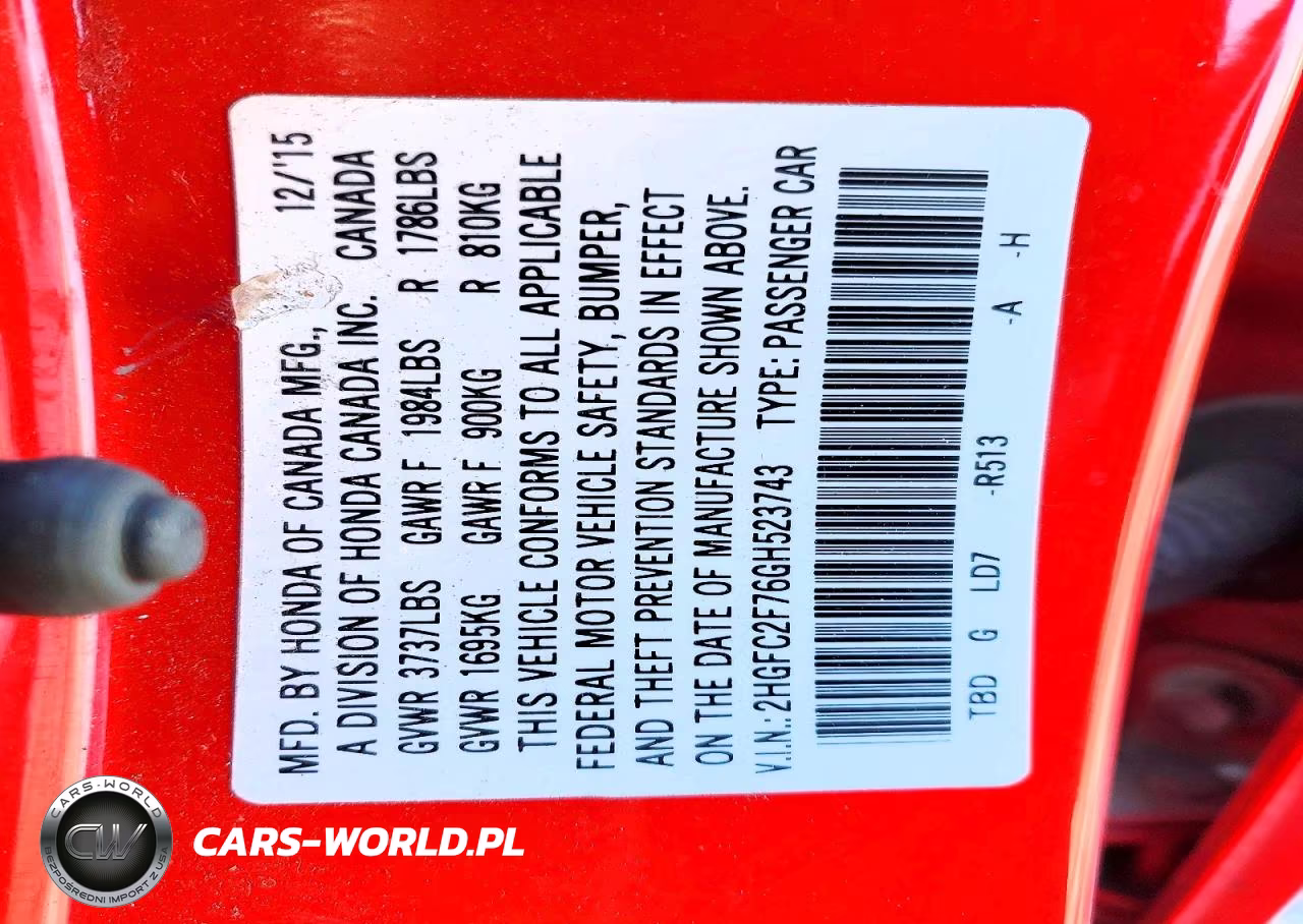 2016 Honda Civic Ex VIN:2HGFC2F76GH523743 - 13