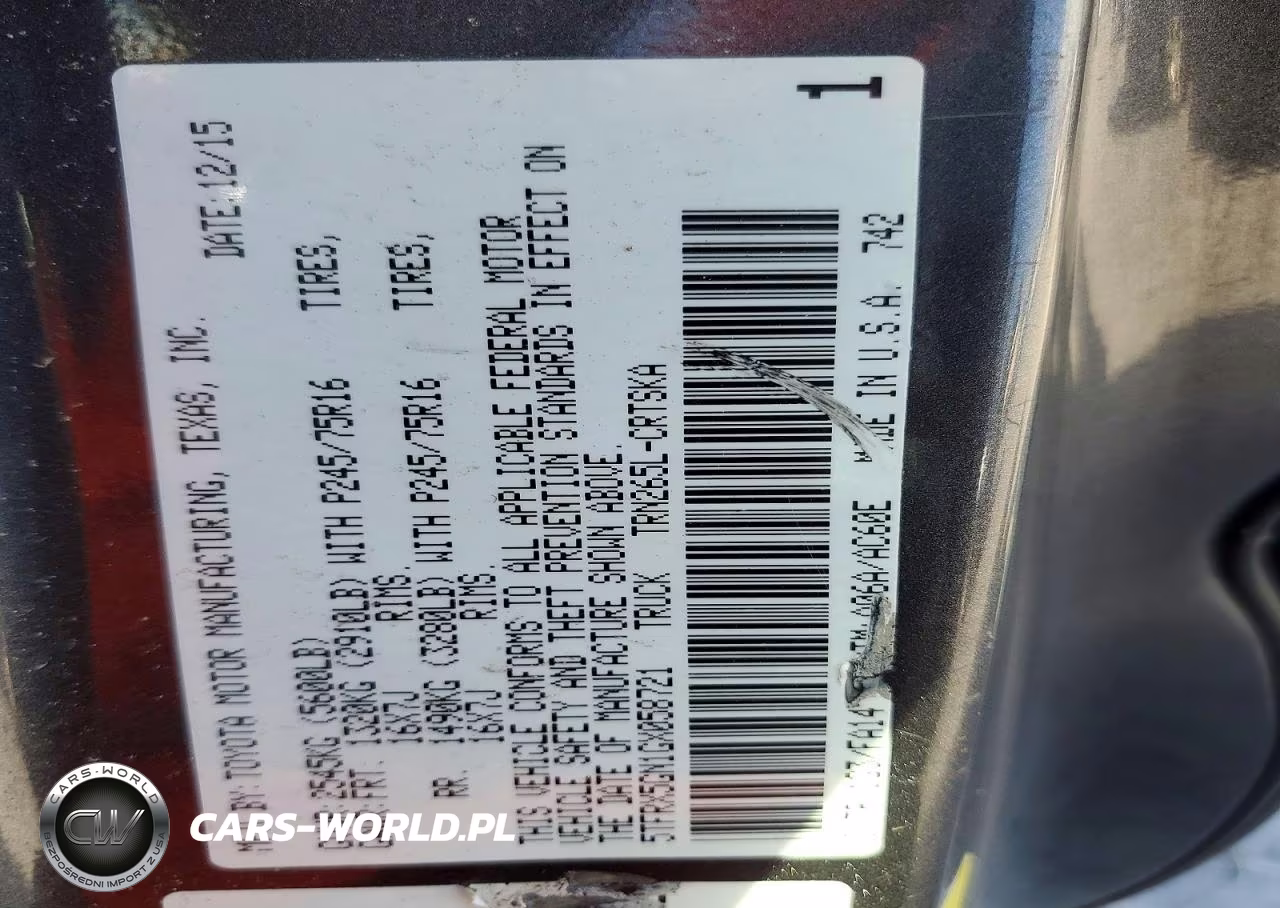 2016 Toyota Tacoma Sr VIN:5TFRX5GN1GX058721 - 12