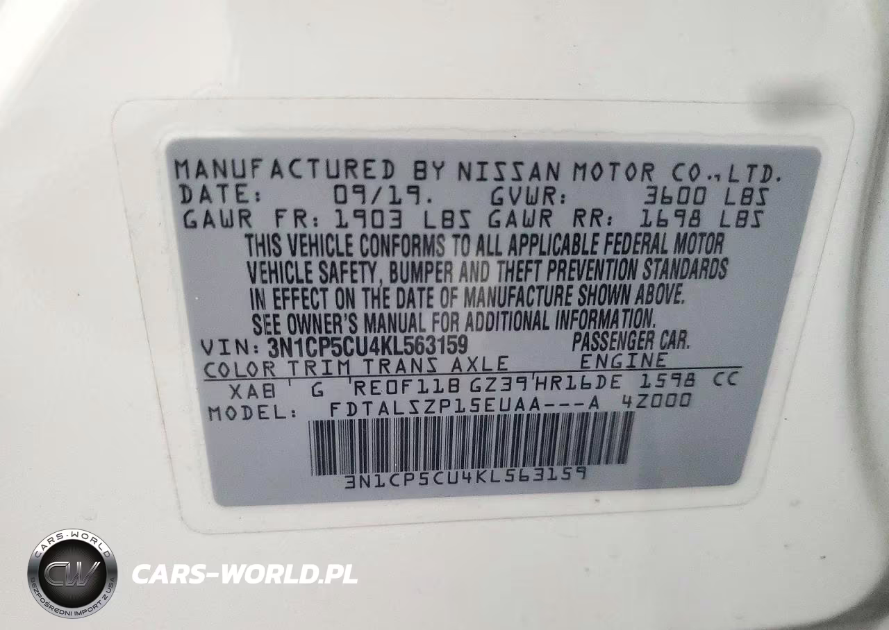 2019 Nissan Kicks Sv VIN:3N1CP5CU4KL563159 - 12