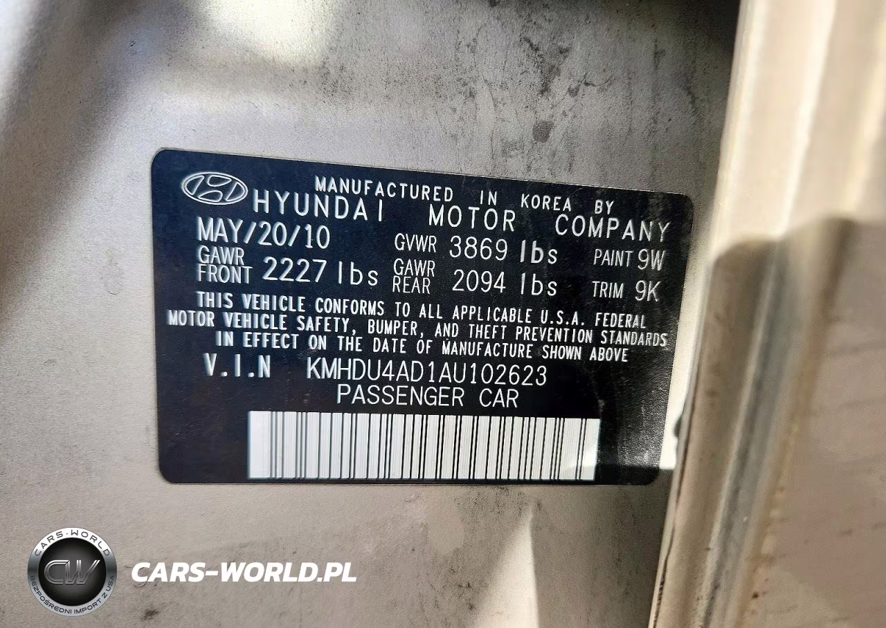 2010 Hyundai Elantra Gls VIN:KMHDU4AD1AU102623 - 12