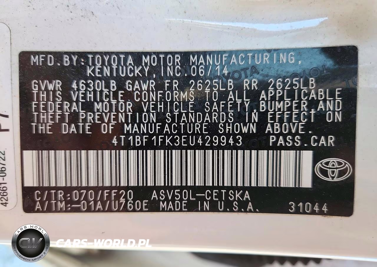 2014 Toyota Camry Se VIN:4T1BF1FK3EU429943 - 12