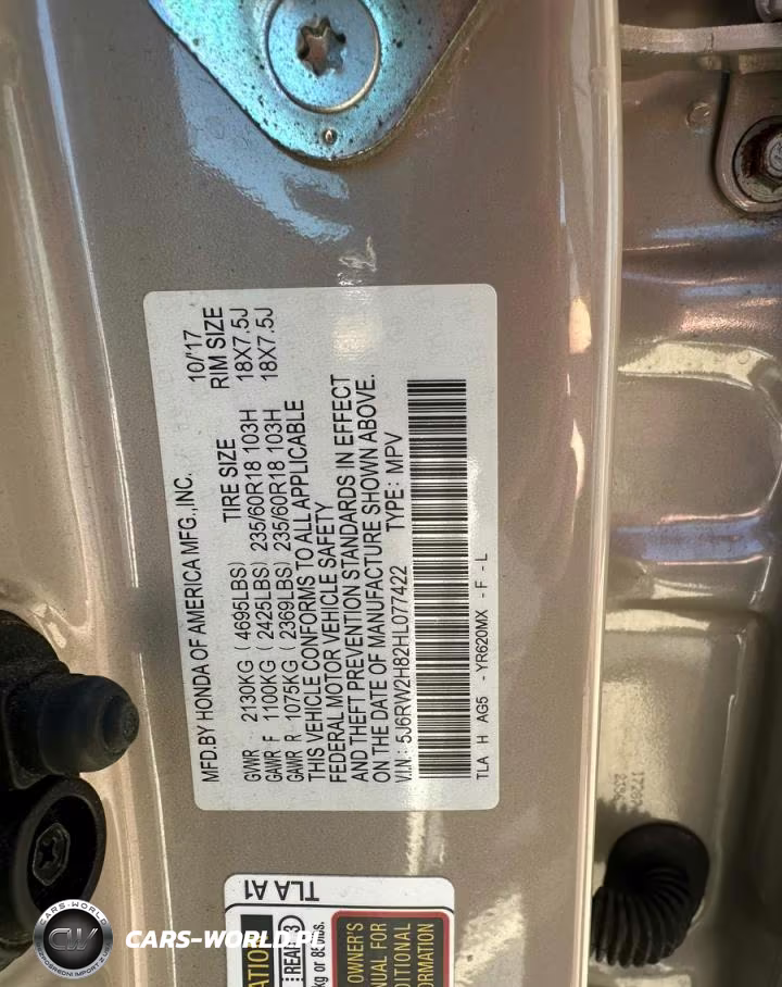 2017 Honda Cr-V Exl VIN:5J6RW2H82HL077422 - 10