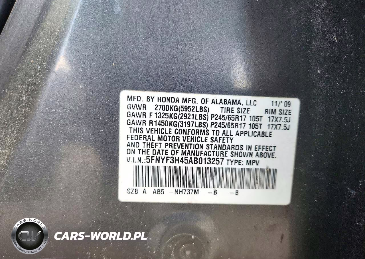 2010 Honda Pilot Ex VIN:5FNYF3H45AB013257 - 13