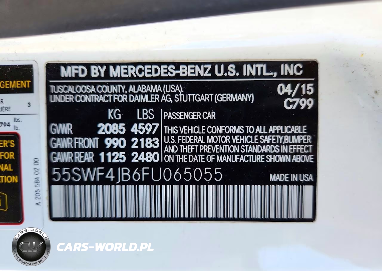 2015 Mercedes-Benz C-Class VIN:55SWF4JB6FU065055 - 13
