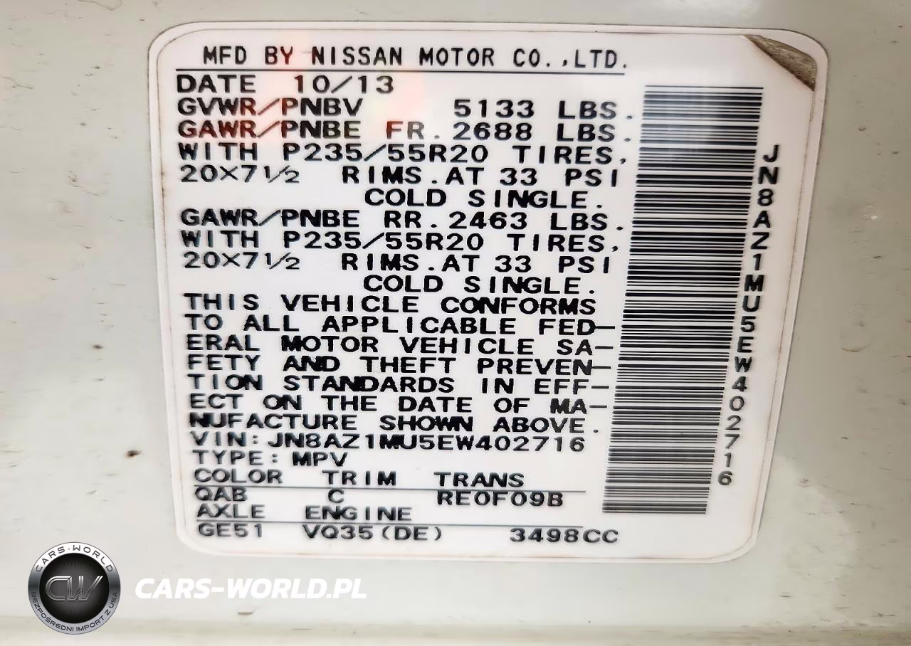 2014 Nissan Murano Le VIN:JN8AZ1MU5EW402716 - 13