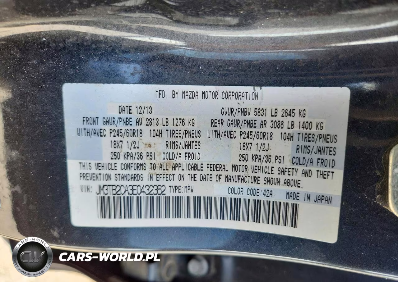 2014 Mazda Cx-9 Touring VIN:JM3TB2CA3E0432362 - 13