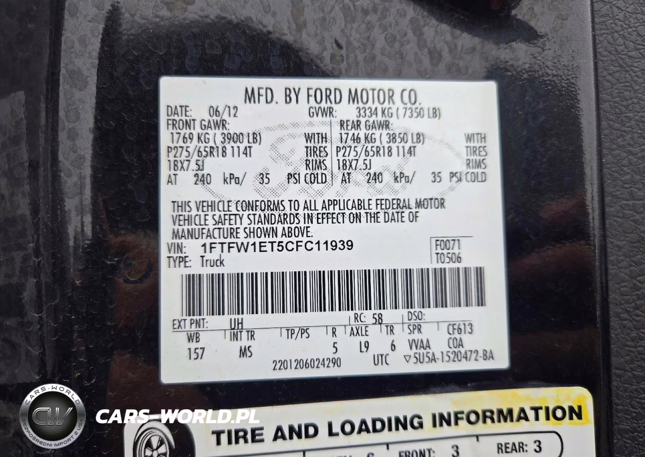 2012 Ford F150 Supercrew VIN:1FTFW1ET5CFC11939 - 12