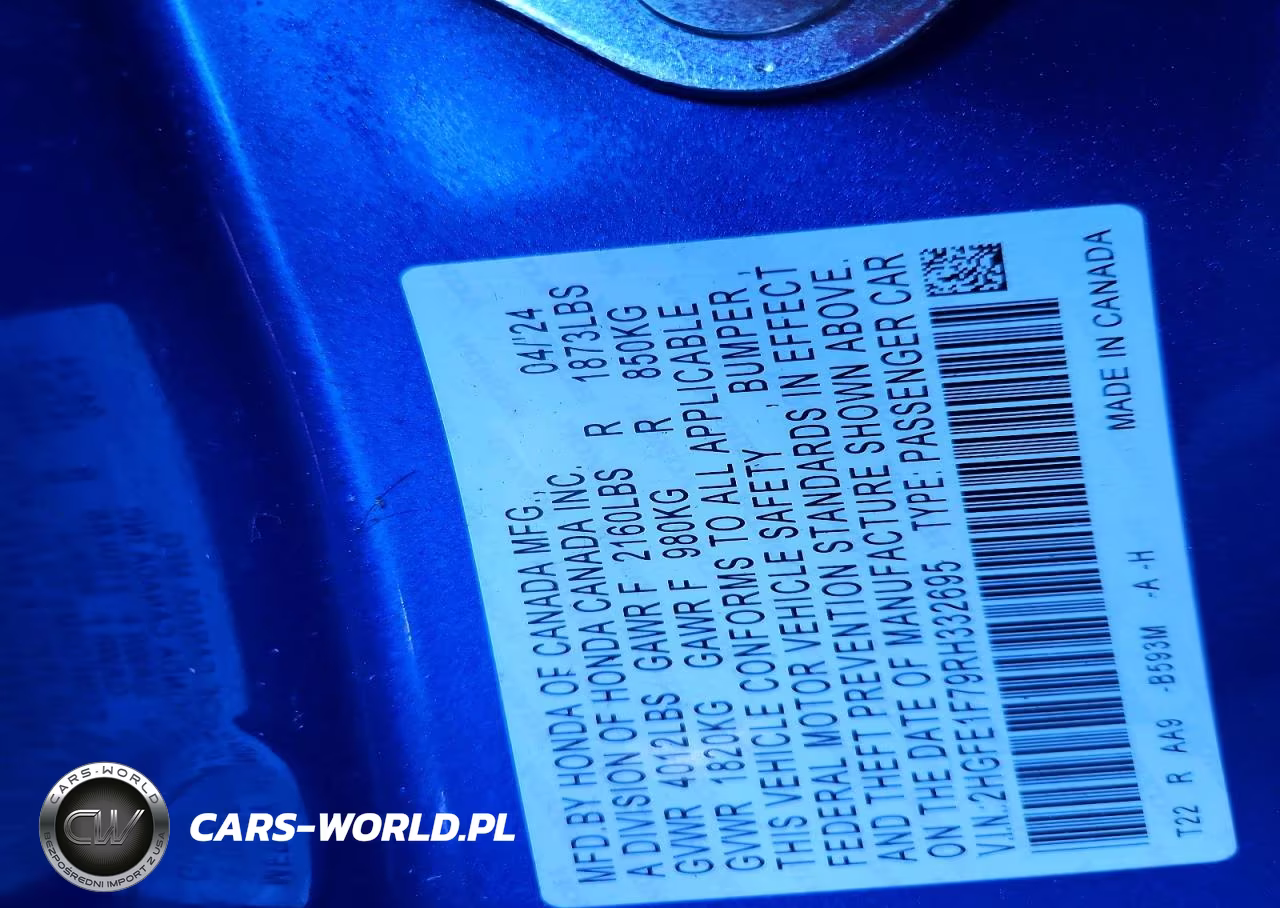 2024 Honda Civic Ex VIN:2HGFE1F79RH332695 - 12