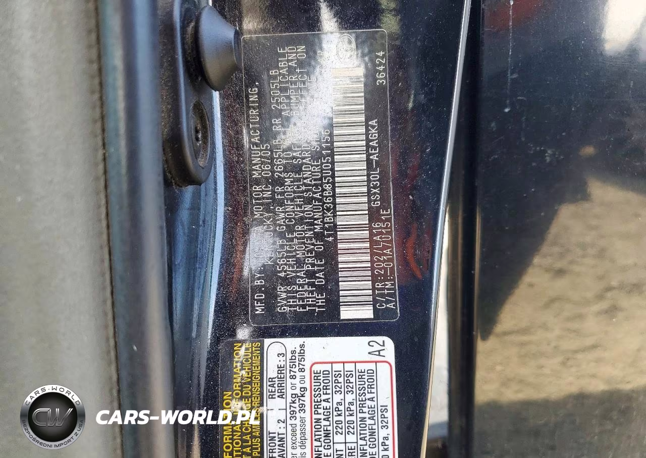 2005 Toyota Avalon Xls VIN:4T1BK36B85U051156 - 12