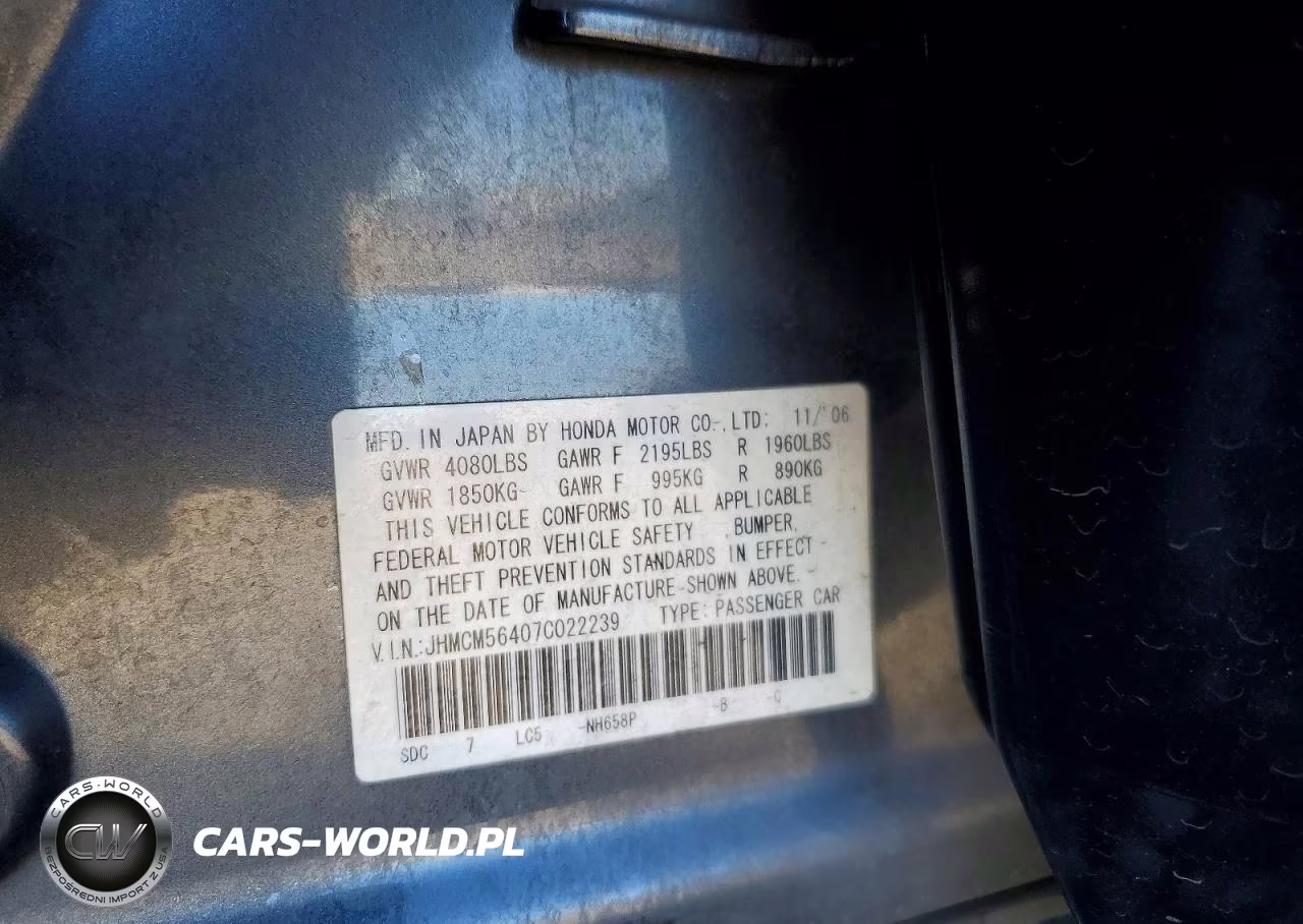 2007 Honda Accord Lx VIN:JHMCM56407C022239 - 13