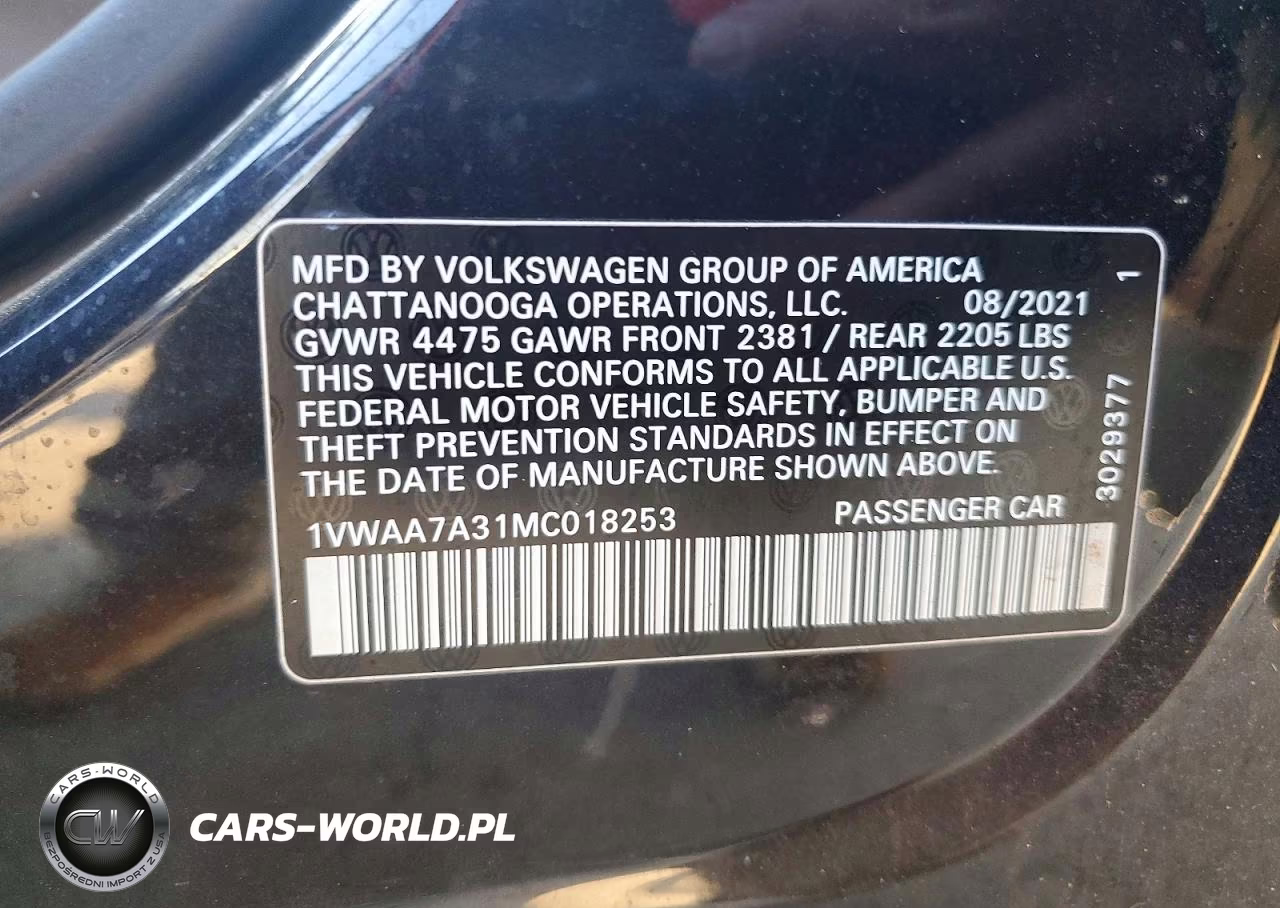 2021 Volkswagen Passat S VIN:1VWAA7A31MC018253 - 12