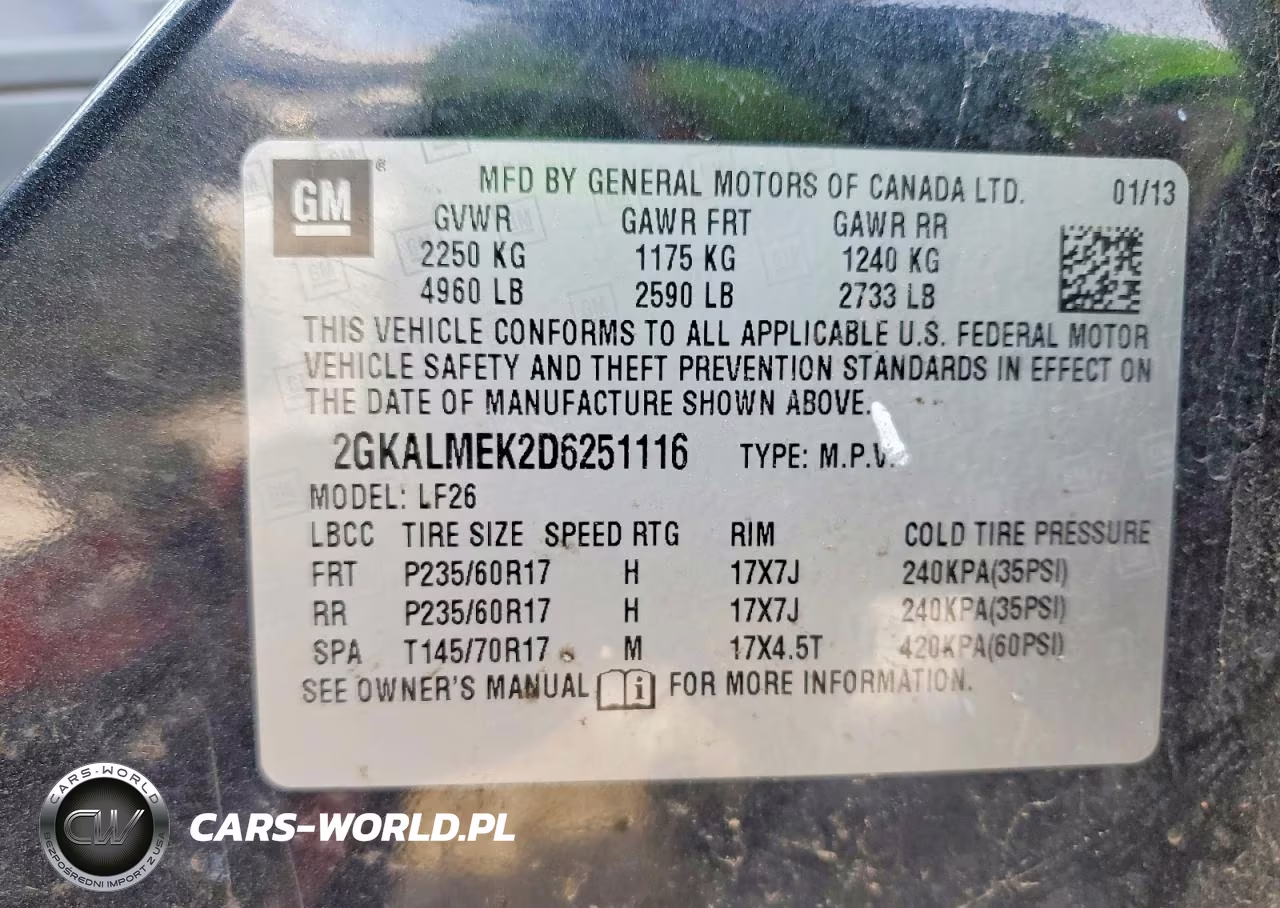 2013 GMC Terrain Sle VIN:2GKALMEK2D6251116 - 13