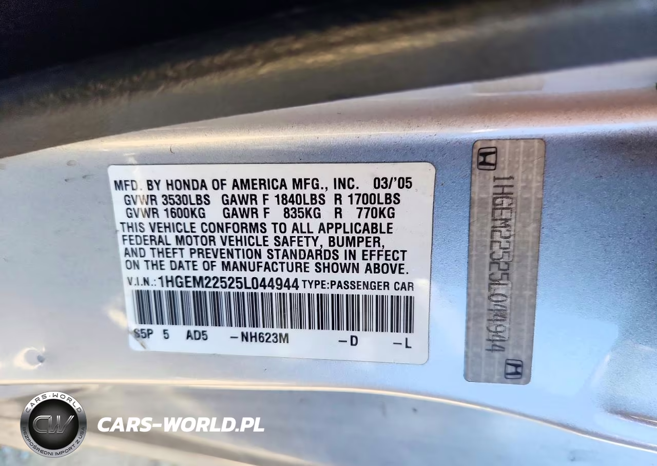 2005 Honda Civic Lx VIN:1HGEM22525L044944 - 12