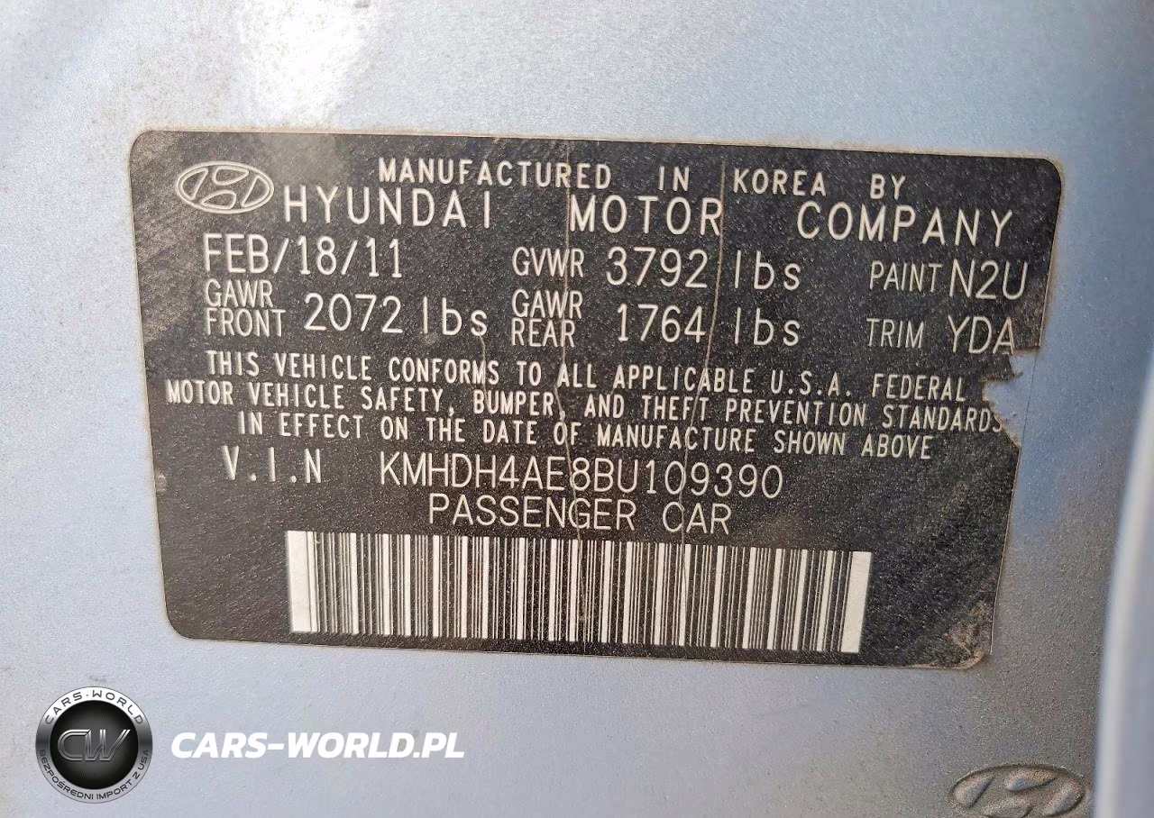 2011 Hyundai Elantra Gls VIN:KMHDH4AE8BU109390 - 12