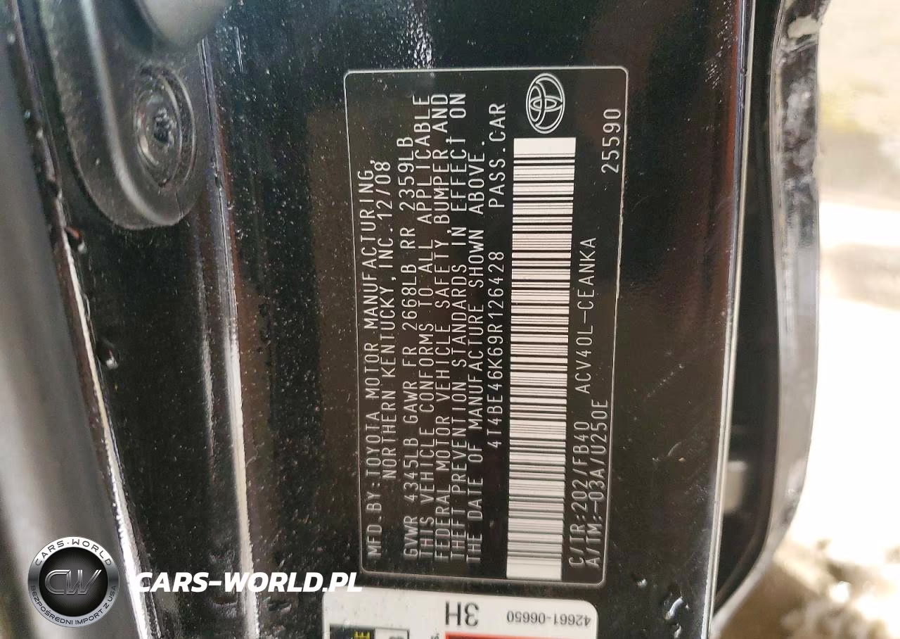 2009 Toyota Camry Le VIN:4T4BE46K69R126428 - 12