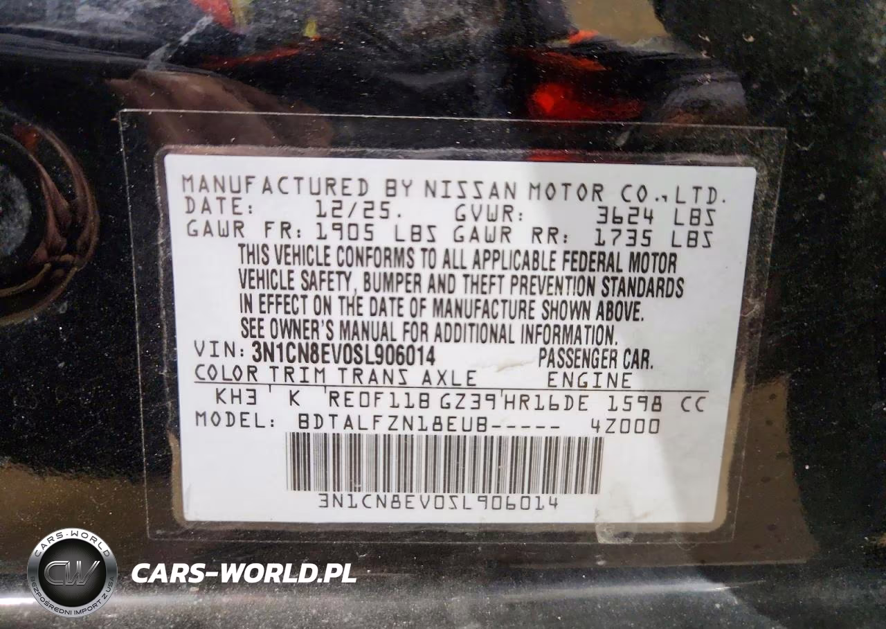 2025 Nissan Versa Sv VIN:3N1CN8EV0SL906014 - 12